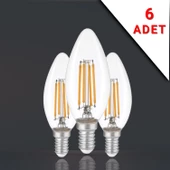 Apliqa 6 ADET LED FİLAMANLI E14 RUSTİK AMPUL 6 WATT 3000K GÜN IŞIĞI C35 - 1