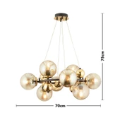 Apliqa Lorento 8Li Yuvarlak Siyah Gold Modern Cafe,Restoran için Uygun Retro Salon Avize - 2