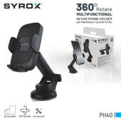 Syrox PH40 Vantuzlu Araçiçi Telefon Tutucu 360 Derece Dönebilen - 1