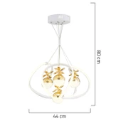 Apliqa Balca 4'lü Beyaz Gold 3 Renkli 84 Watt Ledli Kelebek Led Avize Top Avize Modern Oturma Odası, Koridor, Salon Led Avize - 5
