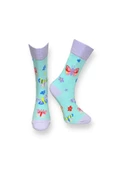 Me-vo Tekli Açık Mavi Renkli Bay/Bayan Unisex Esnek Nem Alabilen Pamuklu Kelebek Desenli Soket Çorap thumbnail 1