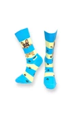 Me-vo Tekli Mavi Renkli Bay/Bayan Unisex Esnek Nem Alabilen Pamuklu Köpek Desenli Soket Çorap thumbnail 1