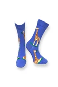 Me-vo Tekli Mavi Renkli Bay/Bayan Unisex Esnek Nem Alabilen Pamuklu Zürafa Desenli Soket Çorap thumbnail 1