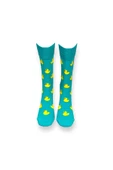 Me-vo Tekli Su Yeşili Renkli Bay/Bayan Unisex Esnek Nem Alabilen Pamuklu Ördek Desenli Soket Çorap thumbnail 3