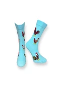 Me-vo Tekli Bebe Mavisi Renkli Bay/Bayan Unisex Esnek Nem Alabilen Pamuklu Horoz Desenli Soket Çorap thumbnail 1