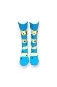 Me-vo Tekli Mavi Renkli Bay/Bayan Unisex Esnek Nem Alabilen Pamuklu Köpek Desenli Soket Çorap thumbnail 3
