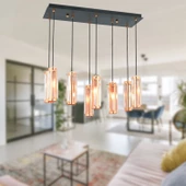 Apliqa NATALİ 8Lİ SIRALI BAKIR SARKIT SALON- YEMEK MASASI AVİZE thumbnail 1