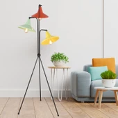 Apliqa Jadira 3Lü Çok Renkli Modern Tasarım Retro 3 Ayaklı Abajur Lamba Metal Lambader - 1
