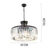 Kanvas 45'Lik Siyah Kristalli Taşlı Modern Tasarım Kristal Salon Avize thumbnail 10