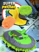 Araba Yıkama Fırçası Oto Yıkama Seti Mop Mikrofiber Bezli Teleskopik Saplı 1 Yedek Bez Hediyeli - 2