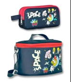 Kral Şakir Space Lacivert Erkek Çocuk Isı Yalıtımlı Beslenme Çantası ve İki Bölmeli Kalemlik Seti thumbnail 1