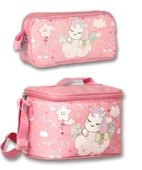 Cennec Sevimli Unicorn Kız Çocuk Pembe Isı Yalıtımlı Beslenme Çantası ve Kalemlik Seti thumbnail 1