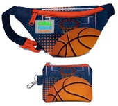 Coral High Erkek Çocuk Turuncu Lacivert Basketbol Desenli Bel Çantası ve Bozuk Para Cüzdanı Set - 1