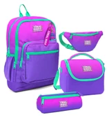 Coral High Kız Çocuk Pembe Mor Renk Geçişli Desenli İlkokul Okul Çanta Seti ve Bel Çantası thumbnail 1