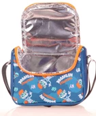 Kaukko Erkek Çocuk Isı Yalıtımlı Beslenme Çantası ve Kalemlik Seti - Mavi Turuncu Basketbol thumbnail 2