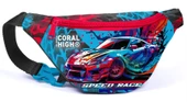 Coral High Gri Mavi Yarış Arabası Baskılı Erkek Çocuk Bel Çantası - 1