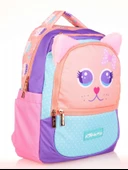 Kaukko Kids Sevimli Kedi Çok Renkli Kız Çocuk Okul Sırt Çantası - 1