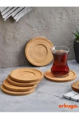 6 Adet Yuvarlak Bambu Çay Tabağı, Bardak Altlığı, Fincan Tabağı - 1
