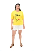 Kadın Büyük Beden Yüz Baskılı T-shirt 1788-25 - 9