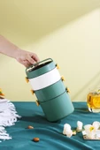 Vagonlife Bento Lunch Box Ofis-Okul İçin Yeni Nesil Sefer Tası 3 Katlı Büyük Boy Çelik FF545 - 10