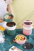 Vagonlife Bento Lunch Box Ofis-Okul İçin Yeni Nesil Sefer Tası 3 Katlı Büyük Boy Çelik FF545 - 4