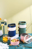 Vagonlife Bento Lunch Box Ofis-Okul İçin Yeni Nesil Sefer Tası 3 Katlı Büyük Boy Çelik FF545 - 1