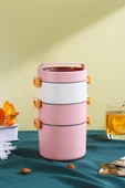 Vagonlife Bento Lunch Box Ofis-Okul İçin Yeni Nesil Sefer Tası 3 Katlı Büyük Boy Çelik FF545 - 2