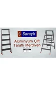 Saraylı Paslanmaz Alüminyum Çift Çıkışlı Çift Taraflı Seyyar Merdiven 4 4 Basamaklı 1804 - 2