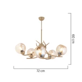 Apliqa Pireal 5'li Yuvarlak Eskitme Bal Camlı Modern Oturma Odası Salon Avize - 5