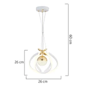 Apliqa Pelin Tekli Beyaz Gold 3 Renkli 39 Watt Ledli Modern Oturma Odası, Koridor, Salon Led Avize - 5
