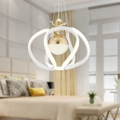 Apliqa Pelin Tekli Beyaz Gold 3 Renkli 39 Watt Ledli Modern Oturma Odası, Koridor, Salon Led Avize - 1