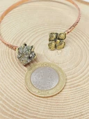 Pirit Taşı Çiçek Motifli Bakır Bileklik (52496) thumbnail 2