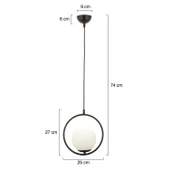 Apliqa Luis Tekli Siyah Sarkıt Beyaz Camlı Modern Sarkıt Mutfak Salon Sarkıt Avize - 10