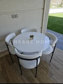 Enkare Elisa Masa Sandalye Takımı / Beyaz Mdf Masa - 90 cm çap - 2