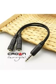 Crown Micro 3.5mm Kulaklık Mikrofon Dönüştürücü Çevirici Switch Splitter Y Örgü Kablo 2 Dişi 1 Erkek - 2