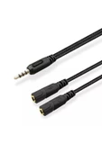 Crown Micro 3.5mm Kulaklık Mikrofon Dönüştürücü Çevirici Switch Splitter Y Örgü Kablo 2 Dişi 1 Erkek - 1