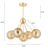 Apliqa Meyo 5Li Gold Bal Camlı Modern Genç Odası Yatak Odası Salon Avize - 11