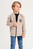 Çift Cepli Fermuarlı Astarlı Nakışlı Keten Erkek Çocuk Ceket thumbnail 4