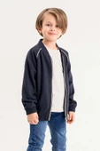 Çift Cepli Fermuarlı Astarlı Nakışlı Keten Erkek Çocuk Ceket thumbnail 6