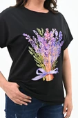 Kadın Büyük Beden Lavanta Baskı Detaylı T-shirt 1781-25 - 6