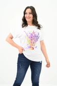 Kadın Büyük Beden Lavanta Baskı Detaylı T-shirt 1781-25 - 9