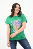 Kadın Büyük Beden Lavanta Baskı Detaylı T-shirt 1781-25 - 12