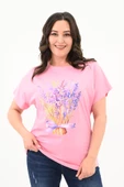 Kadın Büyük Beden Lavanta Baskı Detaylı T-shirt 1781-25 - 1