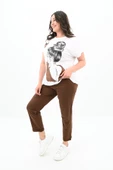 Kadın Büyük Beden Kız Baskılı T-shirt Takım 3800-23 - 4