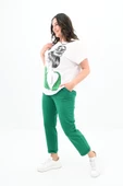 Kadın Büyük Beden Kız Baskılı T-shirt Takım 3800-23 - 9