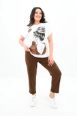 Kadın Büyük Beden Kız Baskılı T-shirt Takım 3800-23 - 2