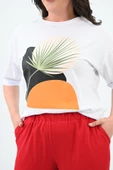 Kadın Büyük Beden Baskı Detaylı T-shirt Takım 8105-24 - 9