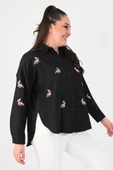 Kadın Büyük Beden Nakış Detaylı Gömlek 1724-1-24 - 3