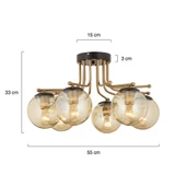 Apliqa Edin 6Lı Siyah Eskitme Bal Camlı Modern Genç Odası Yatak Odası Salon Avize thumbnail 6