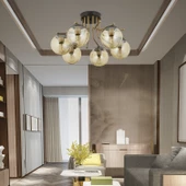 Apliqa Edin 6Lı Siyah Eskitme Bal Camlı Modern Genç Odası Yatak Odası Salon Avize thumbnail 1